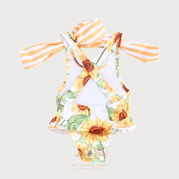 NWT Pretty Girls One-Piece Swimsuit Swimwear for Kids Sunny Day Sunflowers 3-4T - Picture 2 of 2